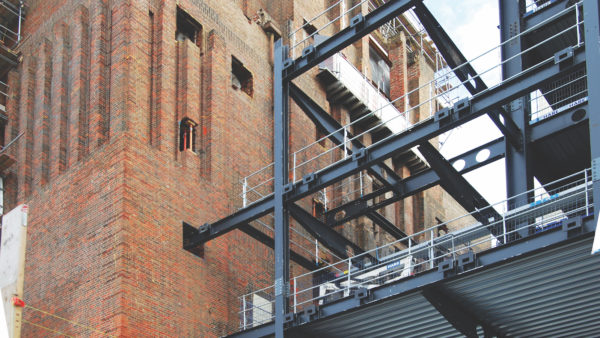 Phase two of the redevelopment of south London’s iconic former power station includes restoration of the original Grade II-listed building and the addition of shops, restaurants, offices and apartments. William Hare is installing some 24,000 tonnes of steelwork – connected into the existing structure in places – working with construction manager Mace. Photo supplied by New Steel Construction