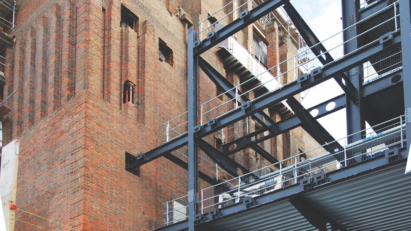 Phase two of the redevelopment of south London’s iconic former power station includes restoration of the original Grade II-listed building and the addition of shops, restaurants, offices and apartments. William Hare is installing some 24,000 tonnes of steelwork – connected into the existing structure in places – working with construction manager Mace. Photo supplied by New Steel Construction