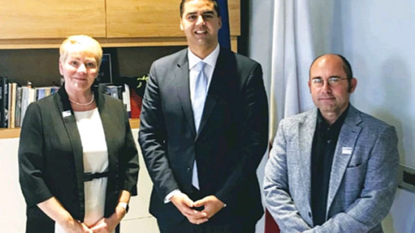 From left: CIOB CEO Caroline Gumble meets minister Ian Borg and Jesmond Chetcuti