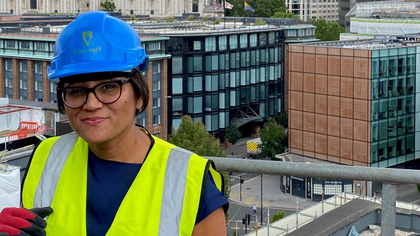 Chandni Vora on site at Vascroft’s Queensbridge House hotel project in London