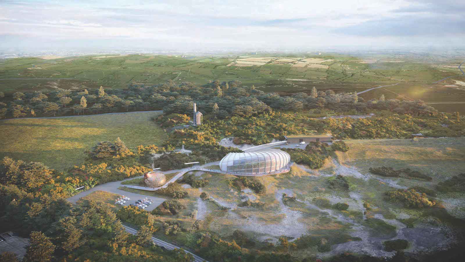 Cornish geothermal rum distillery into which Buro Happold is conducting a study for the Cornish Geothermal Distillery Company. Image: Grimshaw Architects