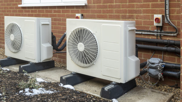 Photo of two air source heat pumps installed on a new house (Image: Dreamstime)