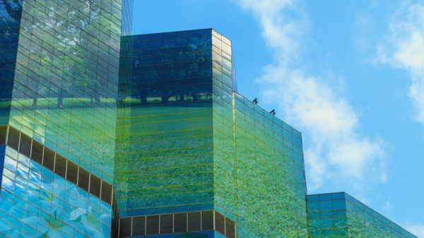 Abstract image of green building for Arup Autodesk story