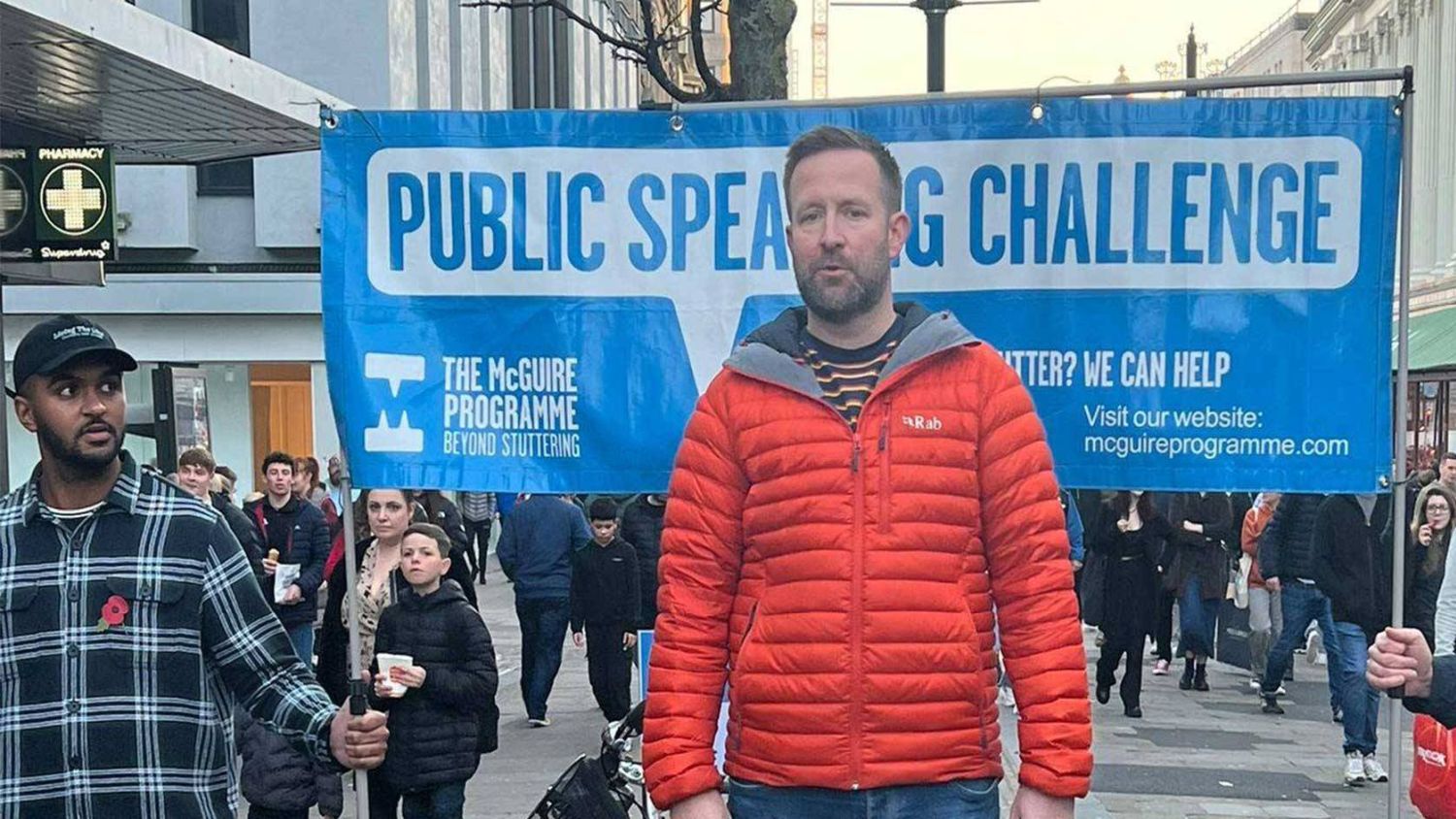 Mark Straker during his public speaking challenge (Image courtesy of Sir Robert McAlpine)