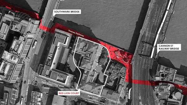 Bird view of the Red Lion Court boundary