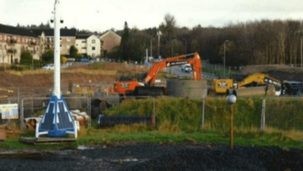 A construction site with excavators