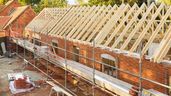 A building site with scaffolding.
