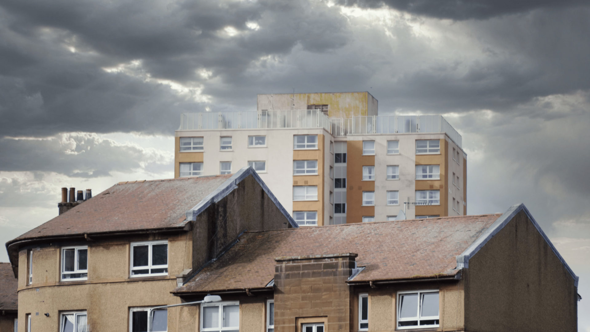 View of houses and a block of flats