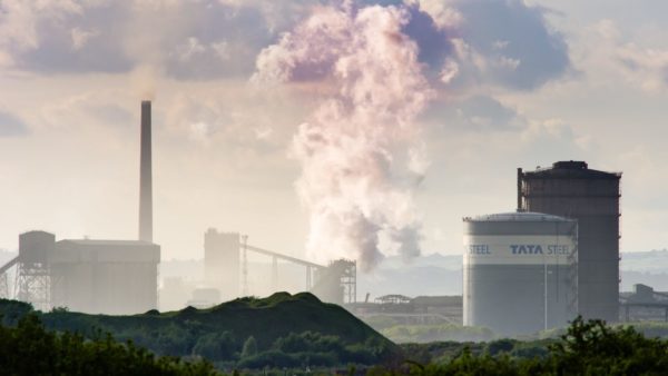 A distant view of a steel plant.