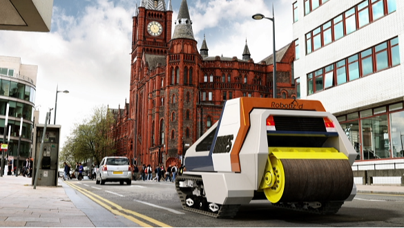 Computer generated image of a big autonomous machine.