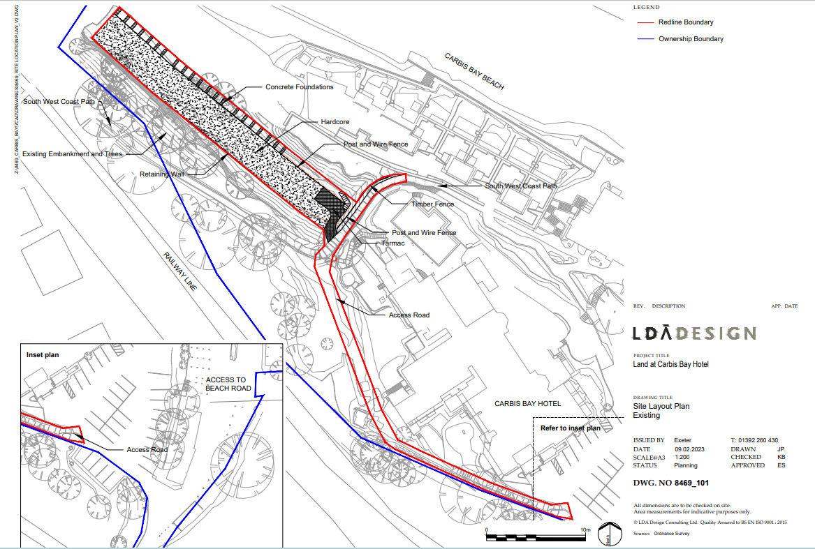 A layout plan of a site.