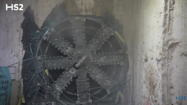 A tunnel boring machine digging a tunnel.