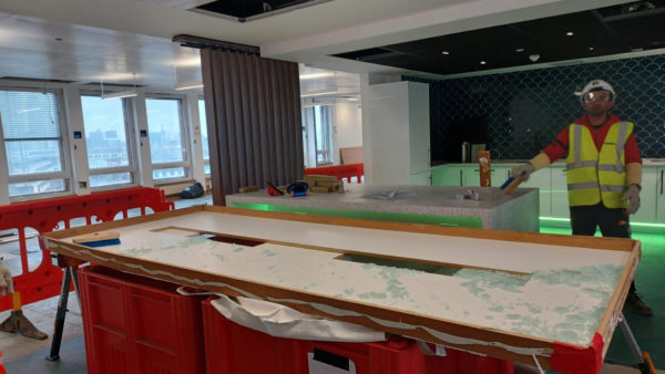 An office where construction works are taking place.