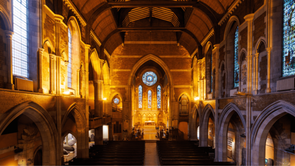 Inside of a Medieval church.