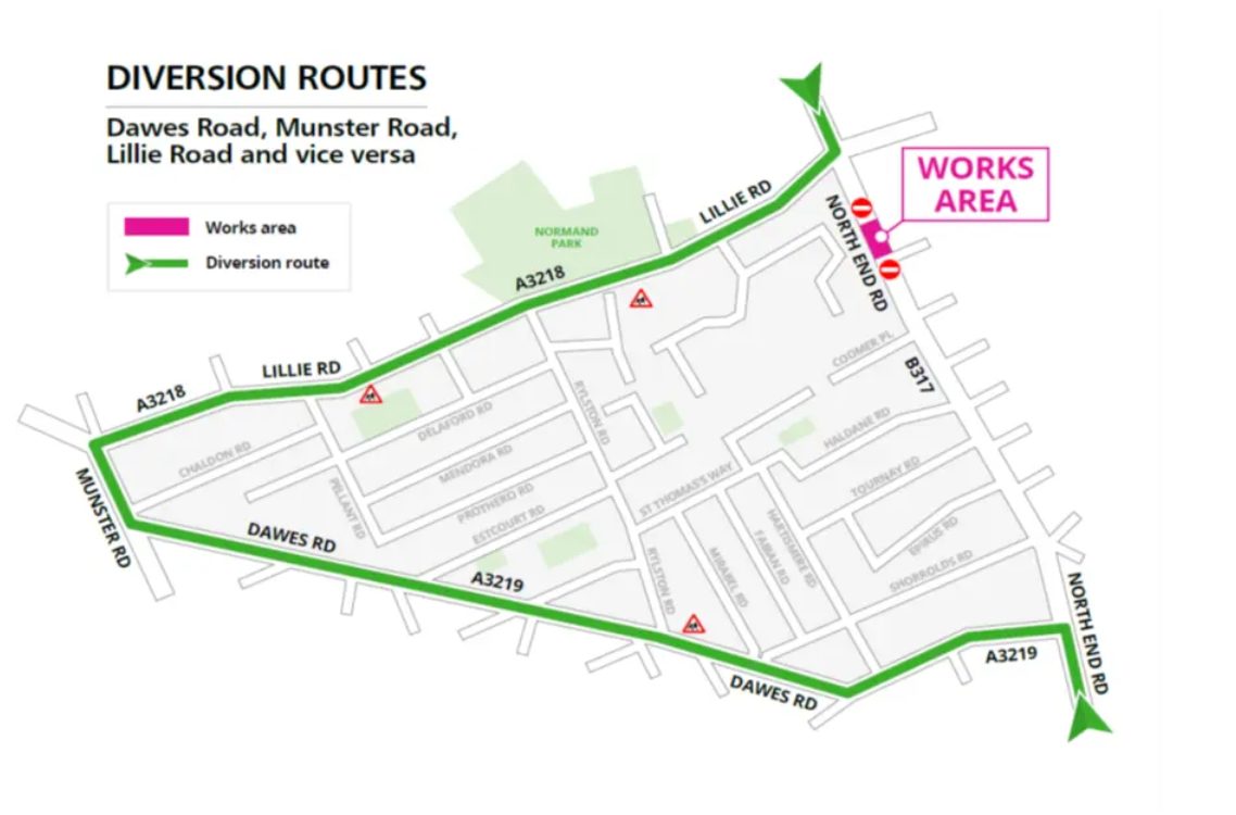 Cappagh concrete - Image of a map showing diversion routes.