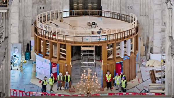 Construction of the Covid memorial at London's St Paul's cathedral. The project was led by Sir Robert McAlpine's Katharine Cary.