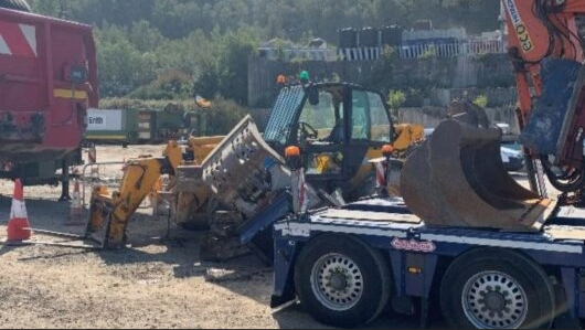 Excavators in a constrution site