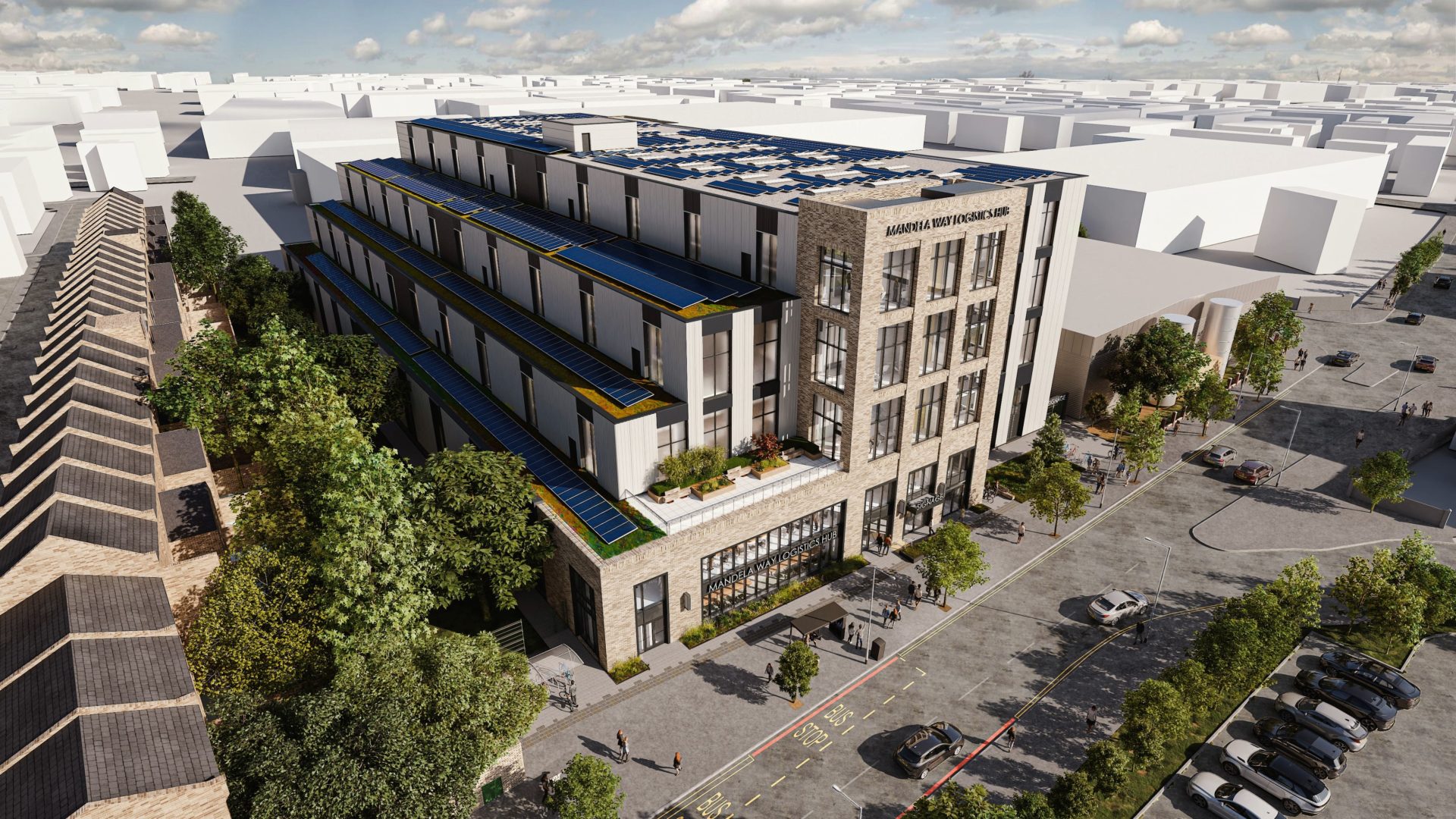 CGI of the British Land logistics hub in Mandela Way, Bermondsey (Image: McLaren)