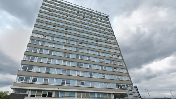 Street view of the Vista Tower in Stevenage, Hertfordshire
