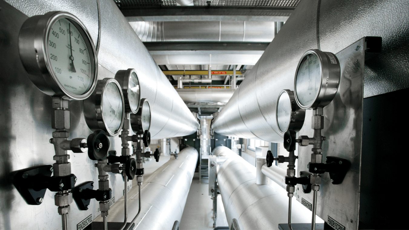 Water-source heat pumps - Pipes in a heat network installed by Vattenfall UK.