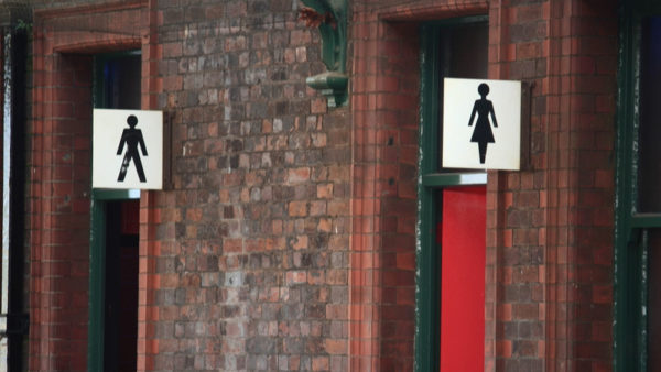 Entrance to public gender-specific toilet. The government is mandating them in new non-residential buildings.