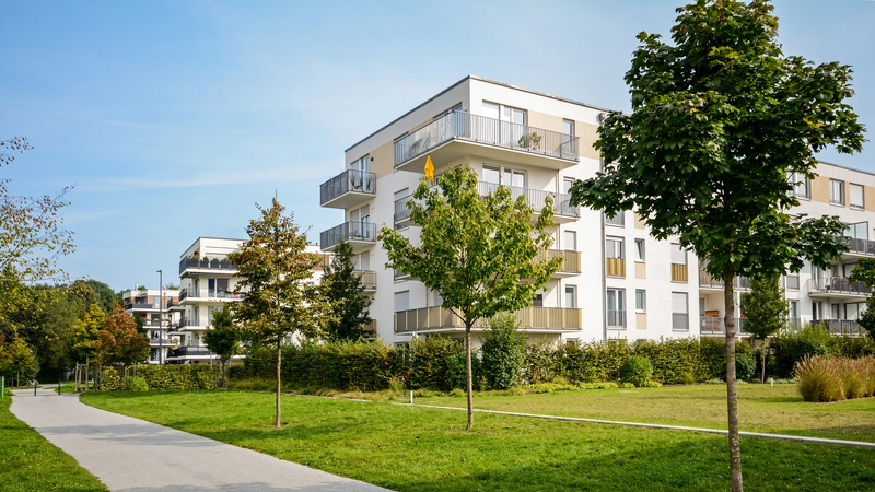 A new block of aparmentments in a leafy area. Elaine Toogood writes why measuring ‘embodied biodiversity’ is an essential next step for construction.