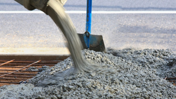 Concrete being poured - researchers have found that Adding nitrogen to concrete could reduce the amount of harmful pollution created in construction