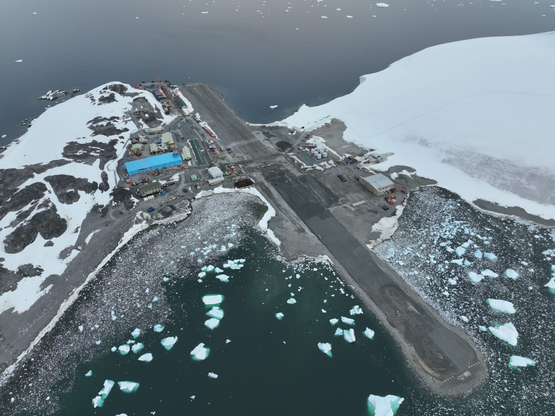 Rothera - An aerial view of the UK Antarctic Research Station.