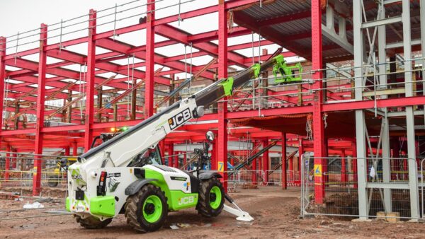 The JCB hydrogen Loadall on test in Digbeth, Birmingham