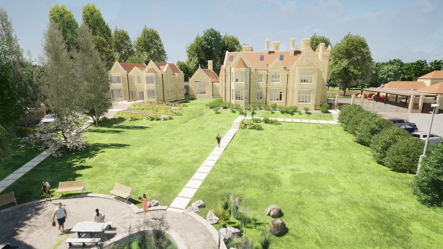 Exterior image of the manor house Both branches of Airc are working on the project