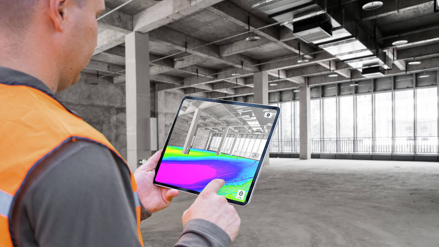 Faro's concrete floor flatness app in use