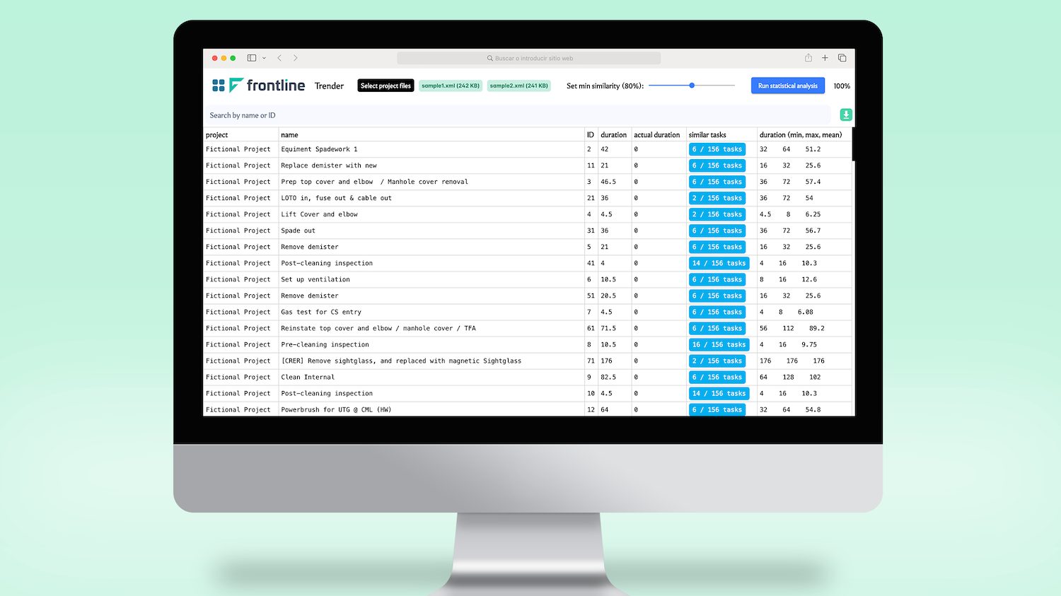 Shot of Frontline trender screen on a computer