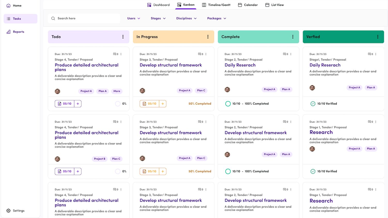 Screen grab of the Tilbury Douglas IMS with Kanban boards - for Information Management Best Practice profile