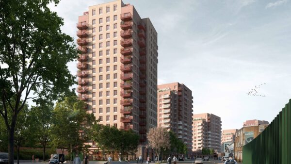 A computer-generated image of three residential towers - Barratt said it's going to adopt Passivhaus in all its London developments.