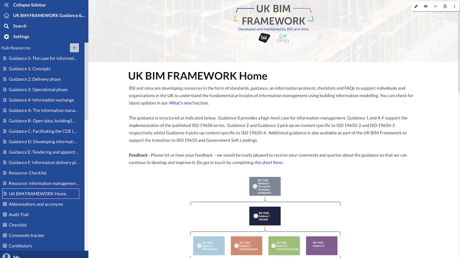 A screenshot of the UK BIM Framework - for Best Application of Technology