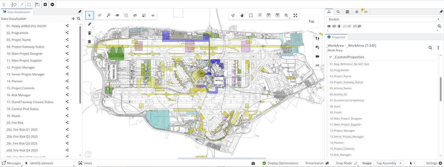 A screenshot of the Heathrow Where and When app from Costain