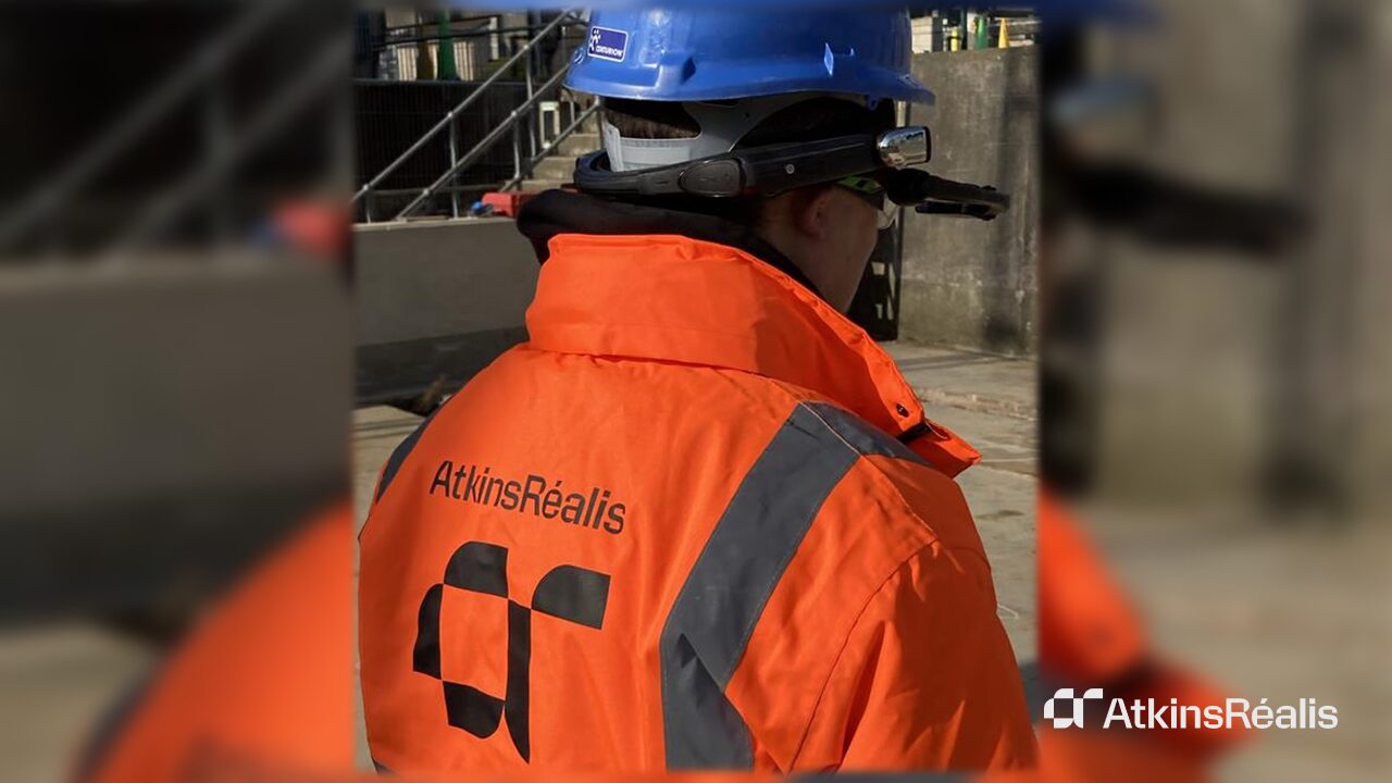Digital Construction Awards health and safety - RealWear headset on a substation site worn by an AtkinsRéalis engineer (image: AtkinsRealis).