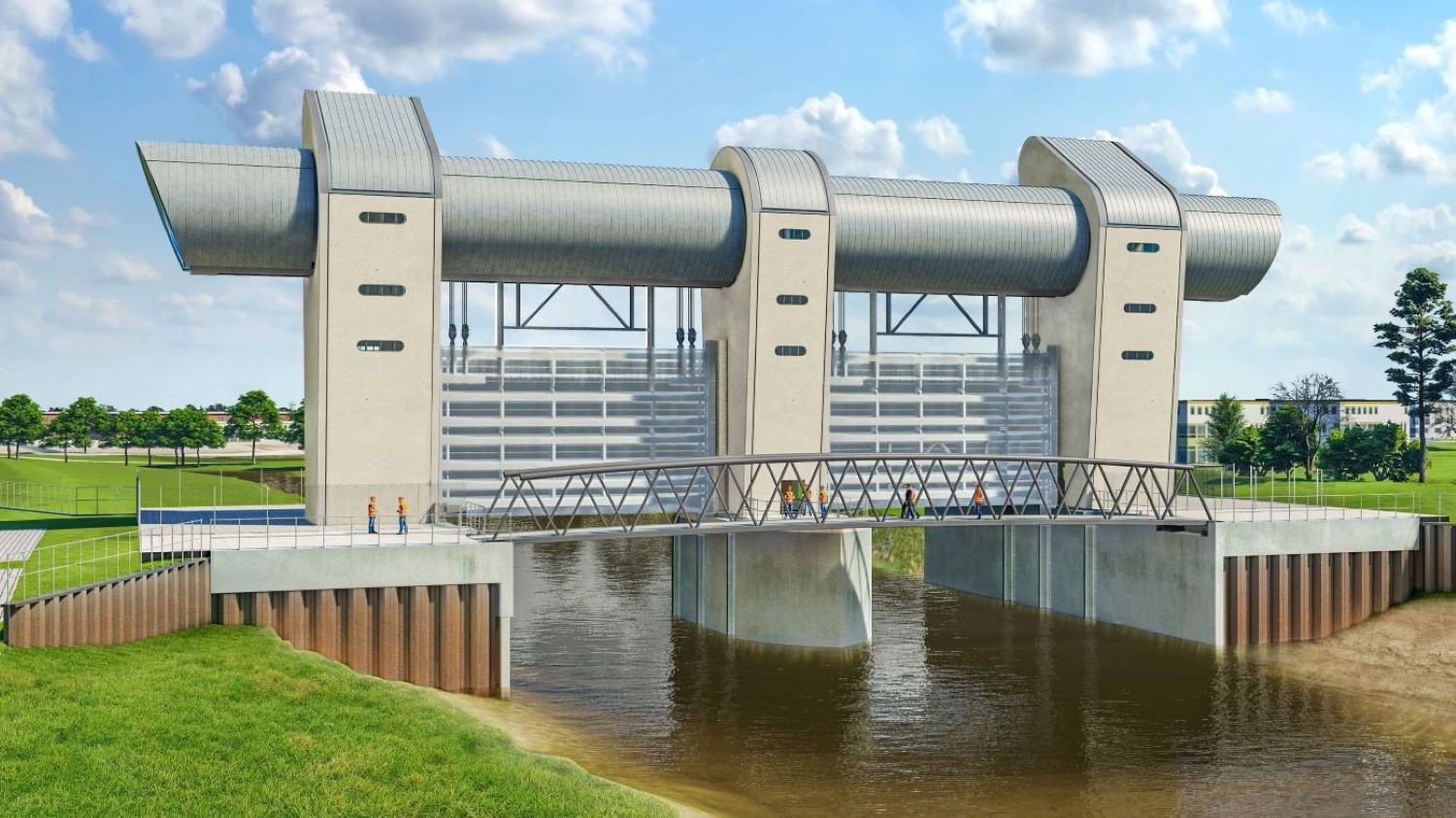 CGI showing the Bridgwater Tidal Barrier image Atkins Realis