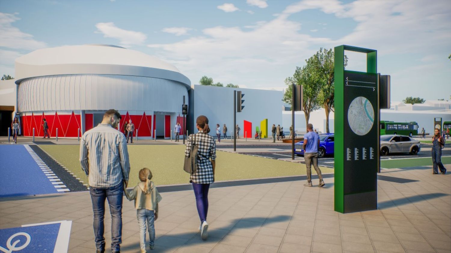 Crowd modelling - IDEA was used as part of the public consultation on the Newport Central travel improvements scheme for Transport for Wales (image: Mott MacDonald).