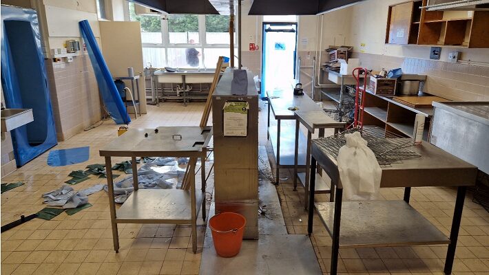 asbestos school - The school kitchen that was being renovated - Barraclough was working as a site supervisor during the refurbishment of the kitchen at the Holy Family Catholic Primary School in Bristol