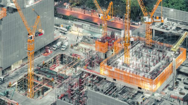 Top view of an under construction building site - industry's reaction to the UK 10-year infrastructure strategy