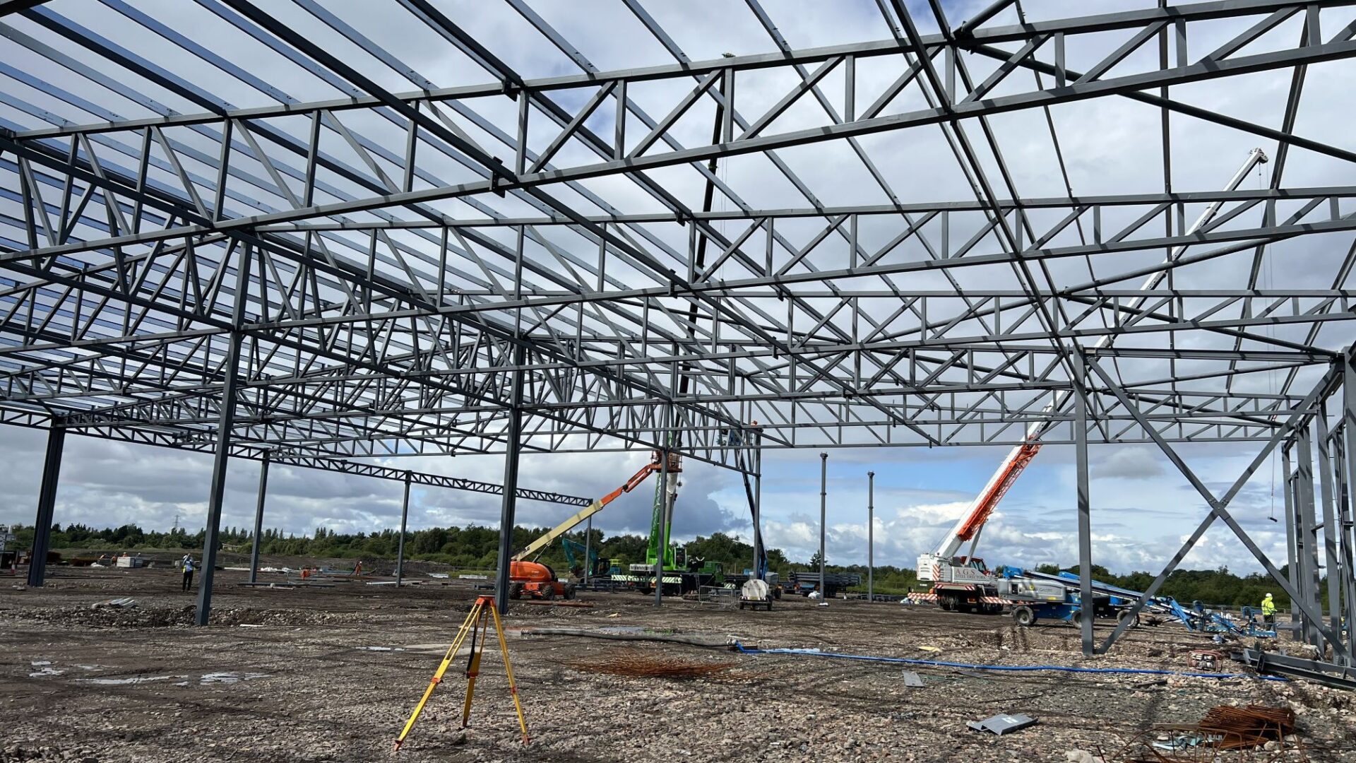 steel construction sheds - Giant steel trusses on the Guala Closures site in Scotland (image: Alignment Media).