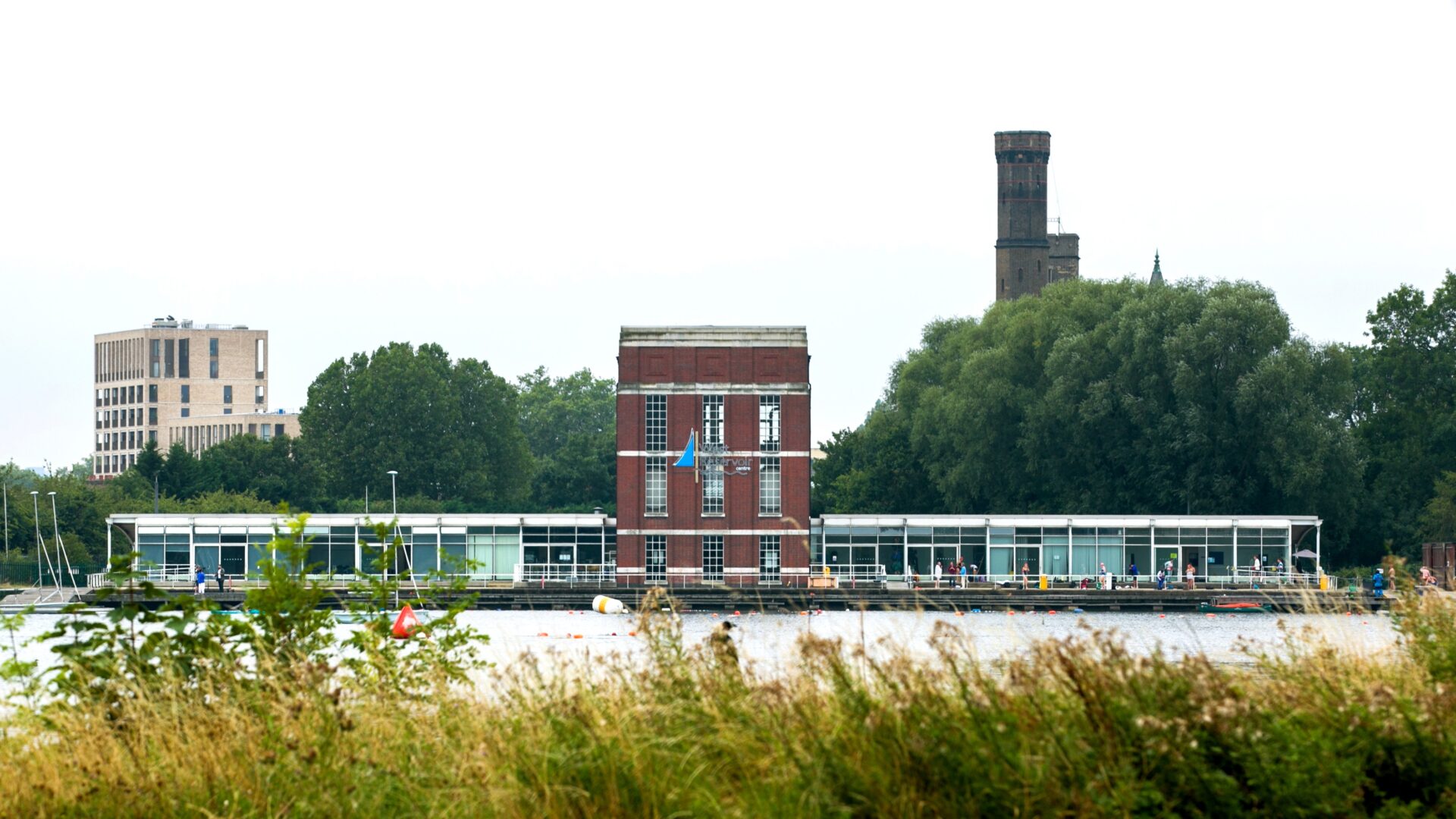 Front of the West Reservoir Centre with water at the front