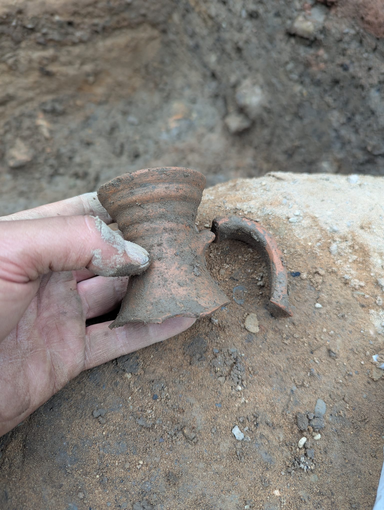 Roman remains Manchester - One of the Roman artefacts discovered at the construction site