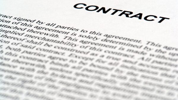 A white page with the heading 'contract' and text underneath - this Q&A explores what 'good faith' means in construction contracts.