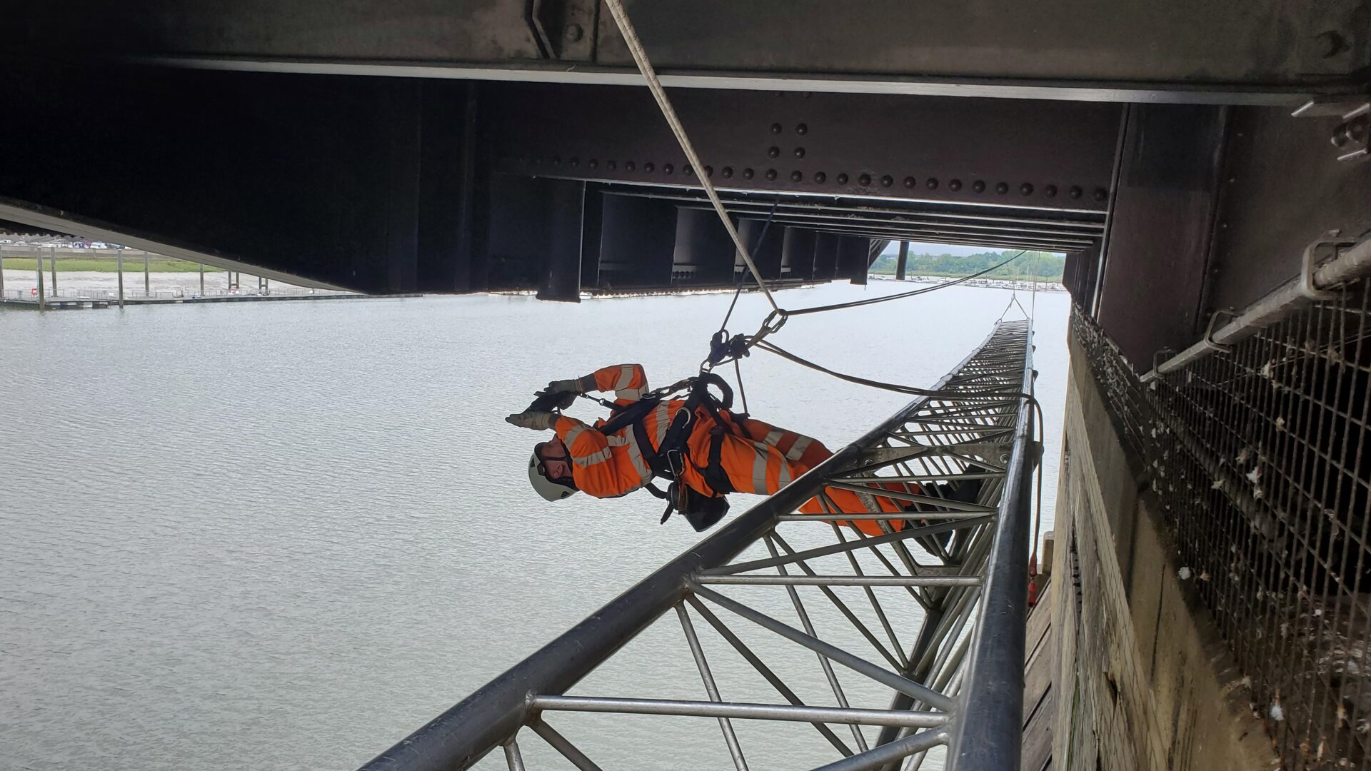 Skilled rope access inspectors at Rochester Old Bridge carry out a detailed inspection that puts them within touching distance of all elements of the bridge.