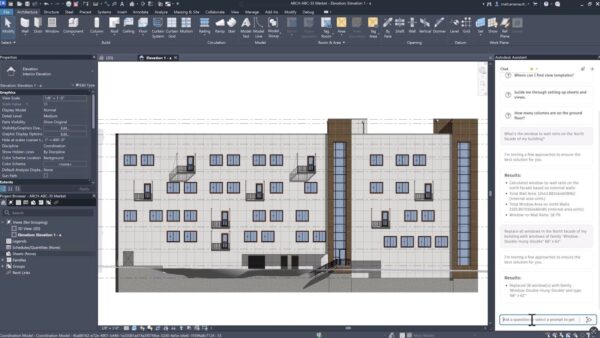Autodesk Assistant in Revit enables teams to quickly surface project insights using natural language prompts - part of Autodesk Forma