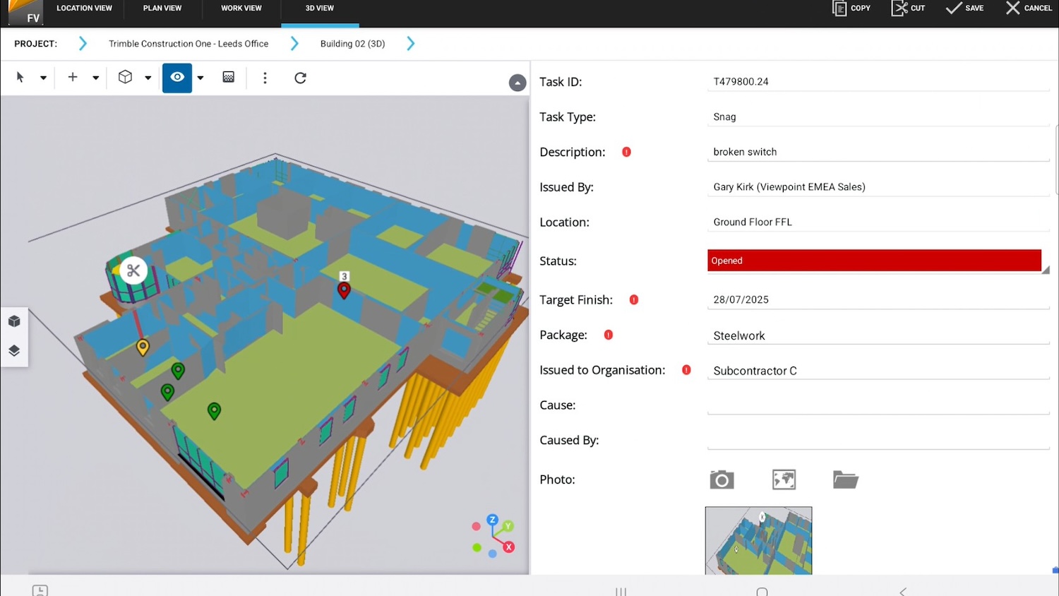 Screen shot of 3D model viewer in Trimble's Viewpoint Field View