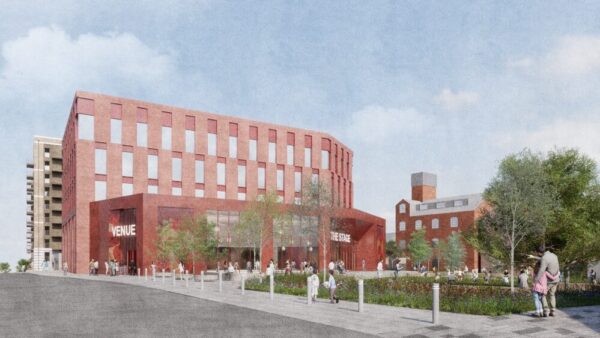 A computer-generated image of a new residential development