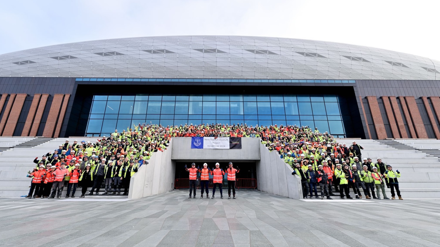 The project team at completion of the Everton stadium project. Image: Laing O’Rourke